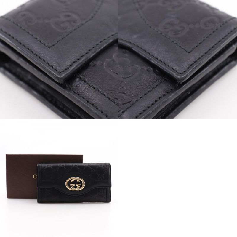 GUCCI Interlocking G 282434 Shima Leather Black Women's Long Wallet