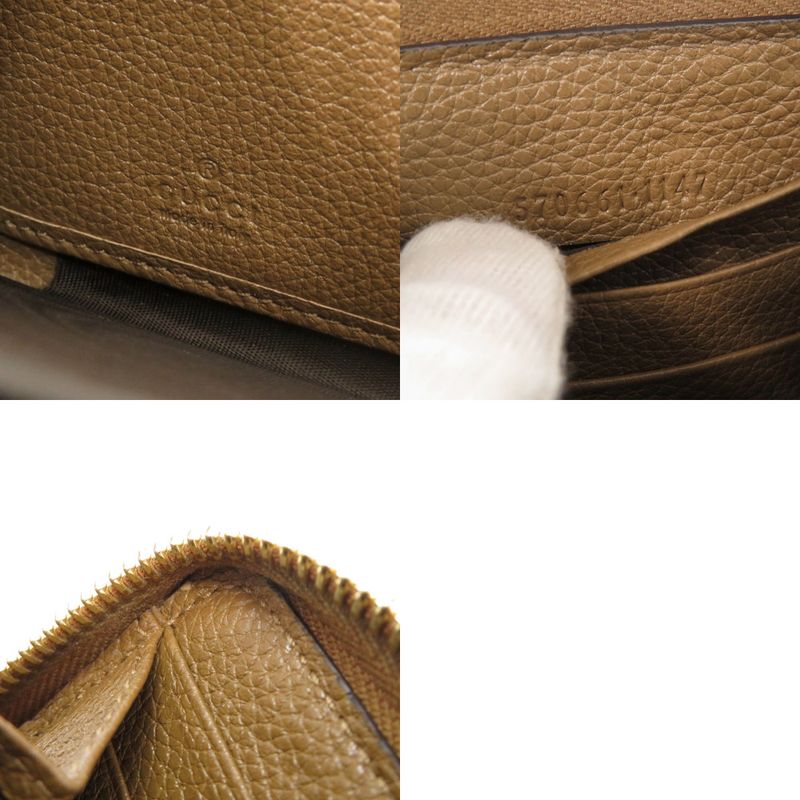 GUCCI Zumi 570661 Leather Brown Round Zipper-long Wallet 0061 GUCCI