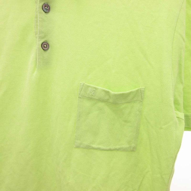 HERMES Polo Shirt Short Sleeve Pique Chest Pocket XL Yellow Green JS • GY18