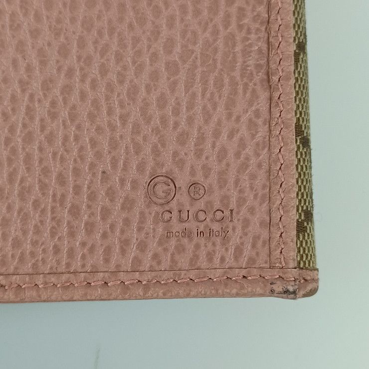 GUCCI Wallet W Hook Bifold Long Wallet 231841 Vegetable Pink GG Canvas X