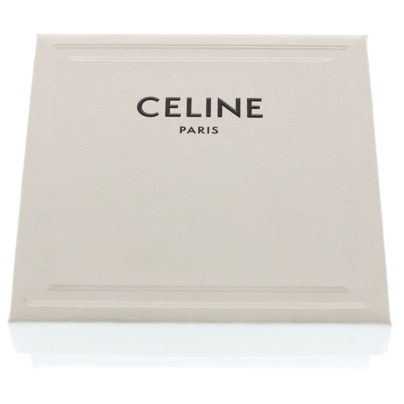 CELINE Striped Hair Tie Scrunchie Triomphe Navy X White Gold Hardware