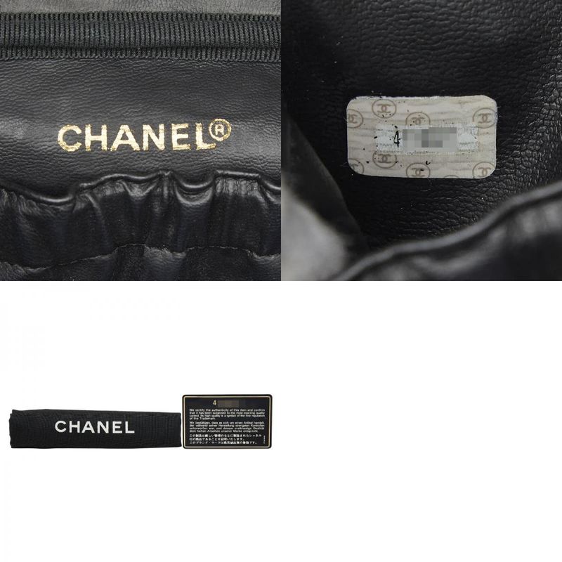 CHANEL Bicolore Vanity Bag Handbag Black Lambskin Women's CHANEL