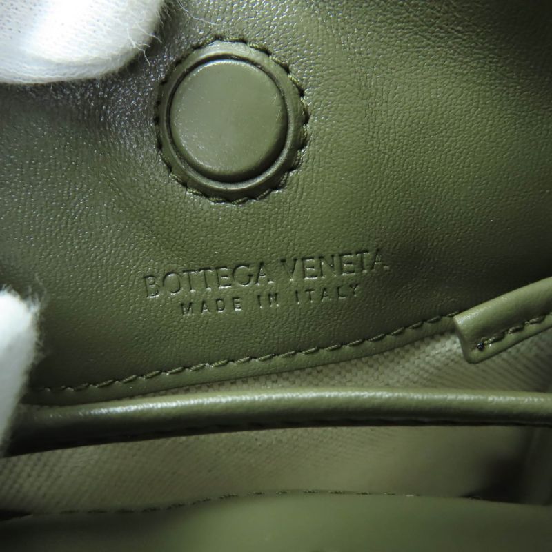 Bottega Veneta Intrecciato leather shoulder bag in khaki with dust bag