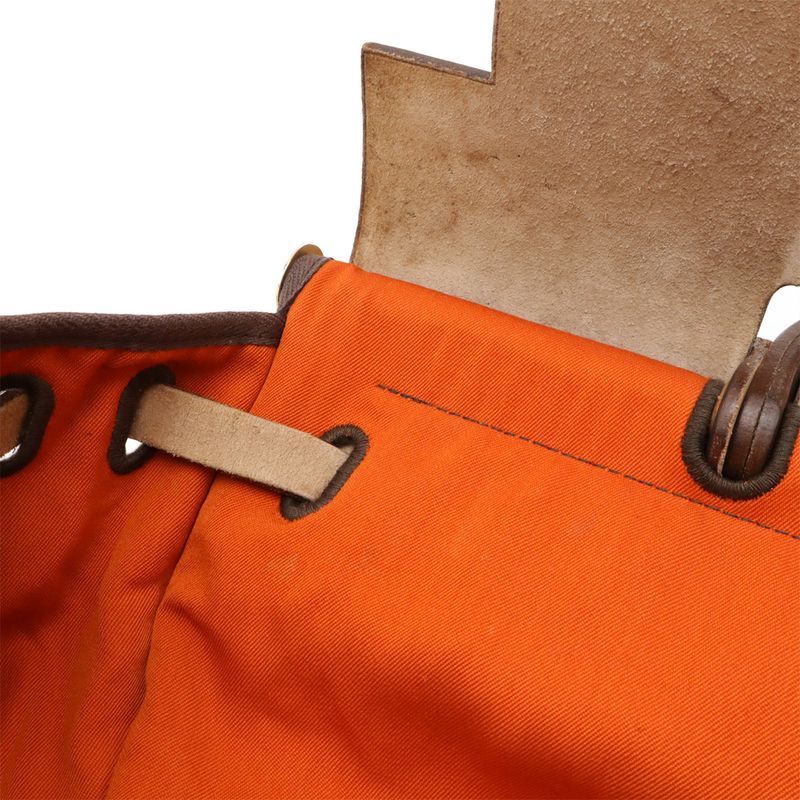 HERMES Herbag Her Bag MM Shoulder Bag Pochette Canvas Leather Red Orange Dark