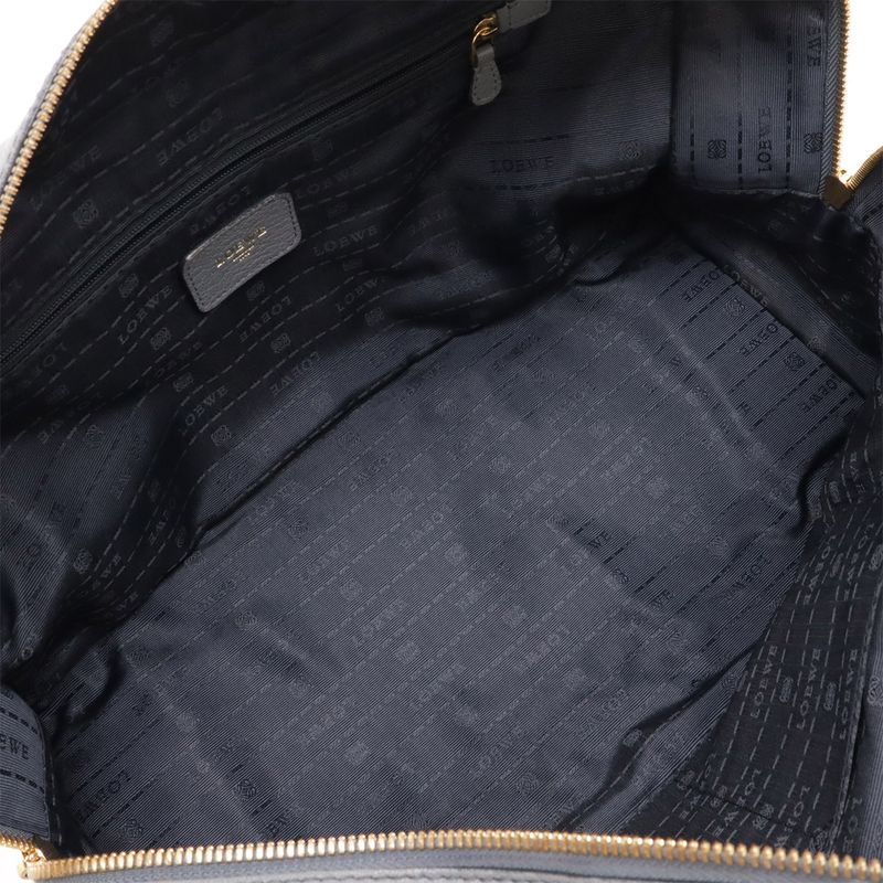 LOEWE Amazona 35 Anagram Handbag Mini Boston Bag Leather Blue-grey Gold Hardware