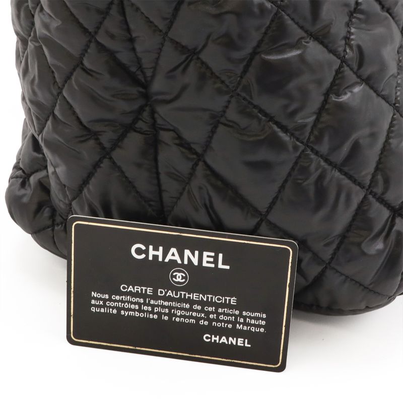 CHANEL Coco Cocoon Medium Tote MM Tote Bag Shoulder Bag Quilted Nylon Black