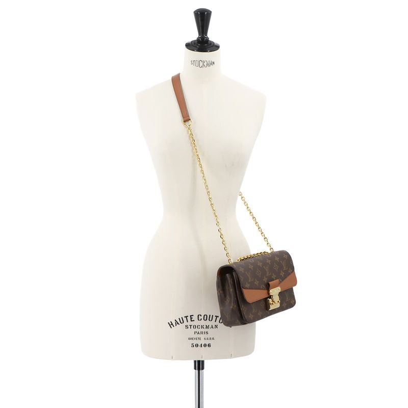 Louis Vuitton Monogram Malso Chain Shoulder Bag Leather Caramel 90307823