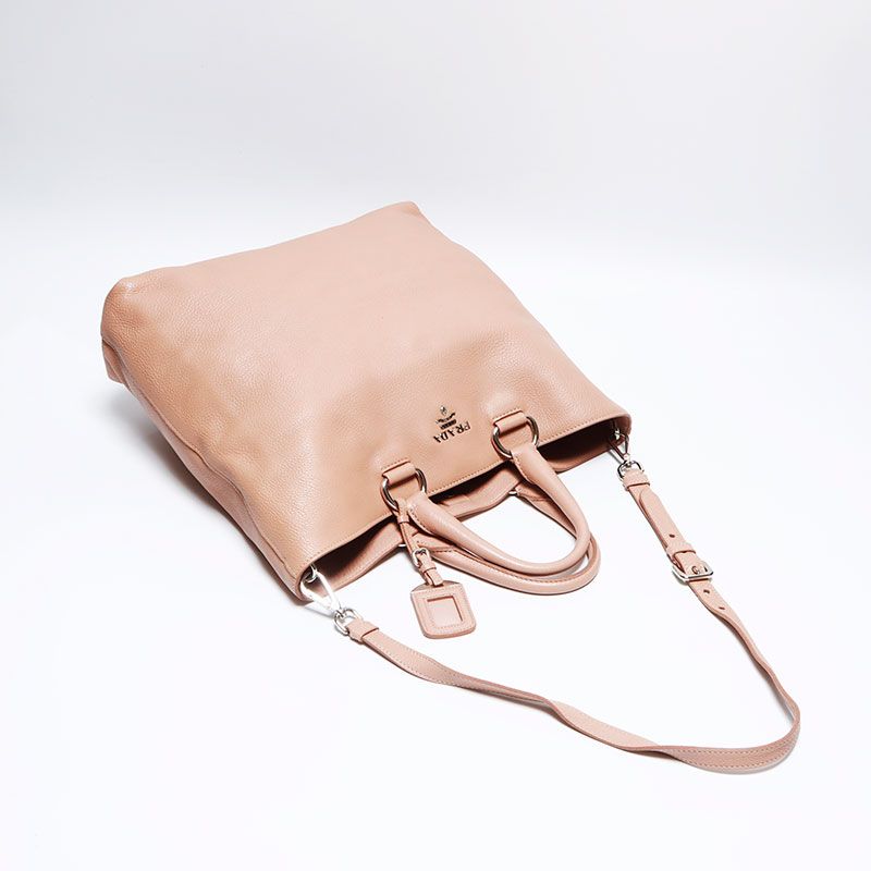 Prada Shoulder Bag 2-Way Leather Silver