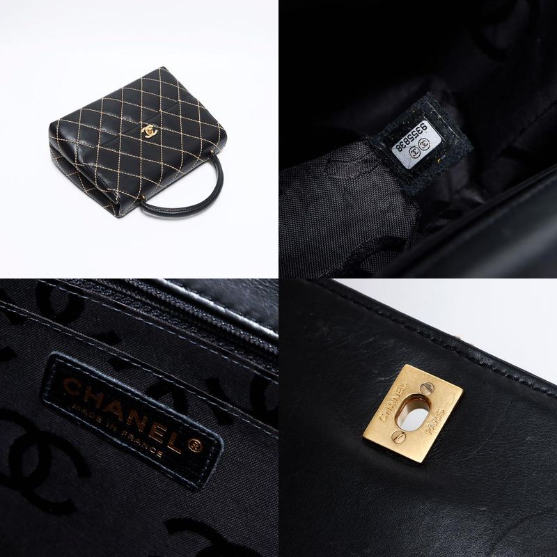 Chanel Handbag Lambskin Wild Stitch Top Handle Kelly