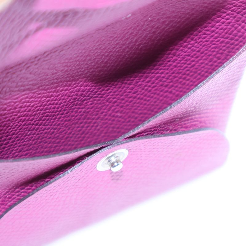 Hermes Bastia Coin Case Accessory Case Rose Purple Epson Leather Silver