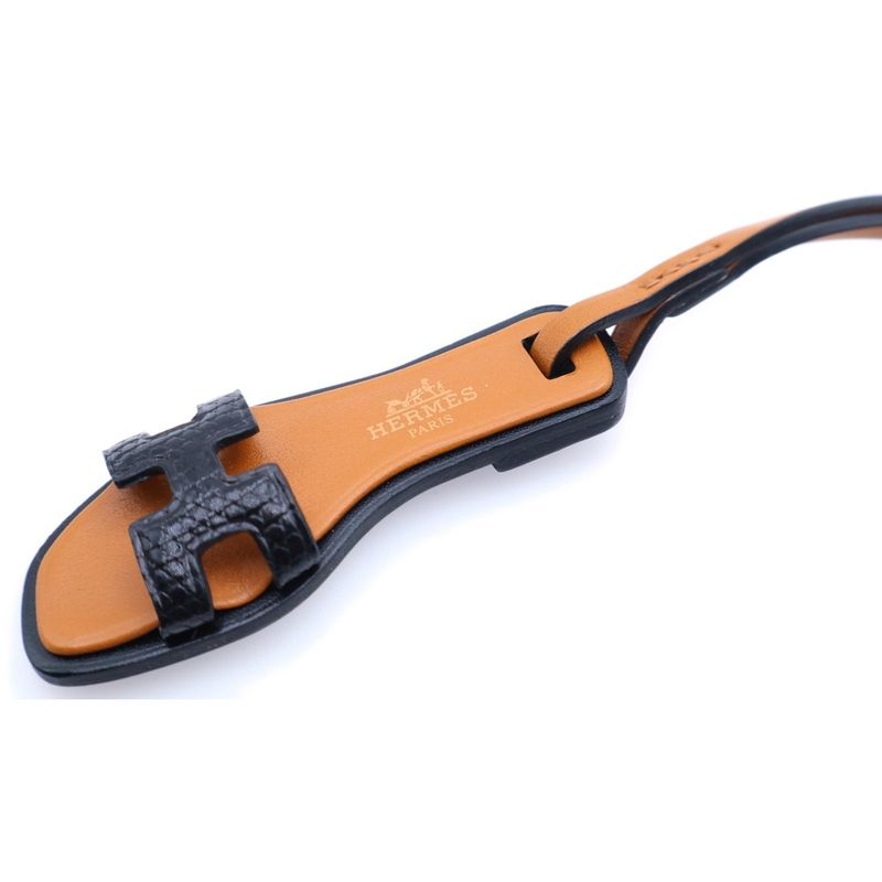 Hermes Oran Nano Bag Charm Strap Brown Natural Sable Epson Battra Vash