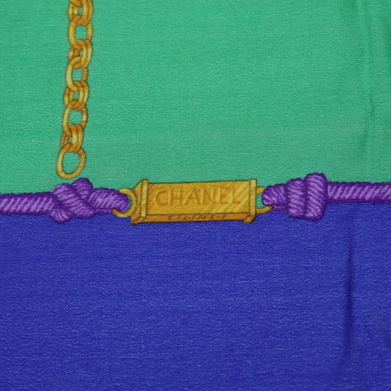 Chanel Chain Motif Scarf Blue X Green