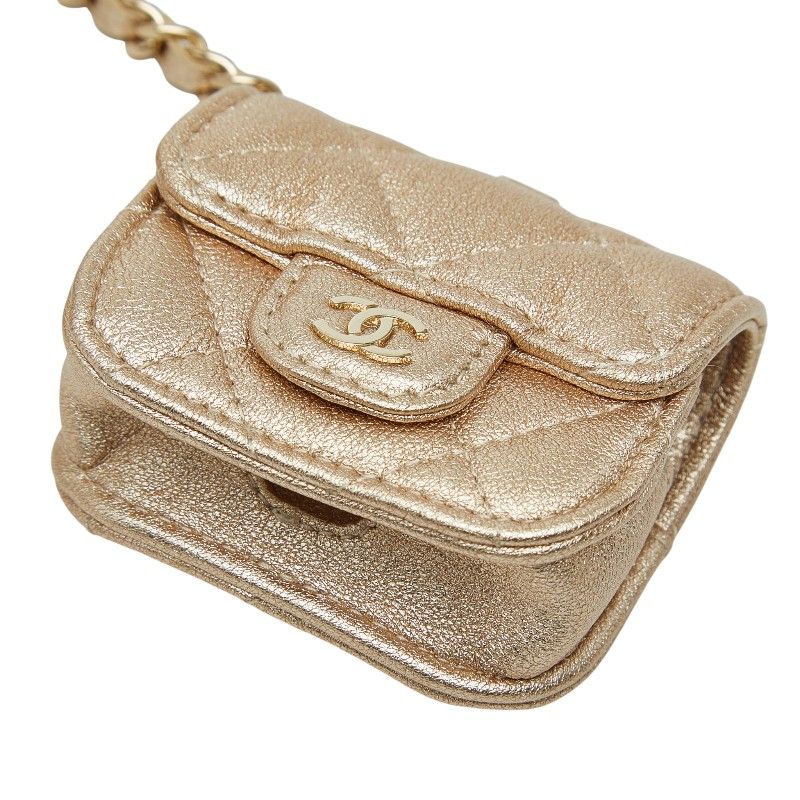 Chanel CC Logo Quilted Coin Case Airpods Case Earrings Gift Gold