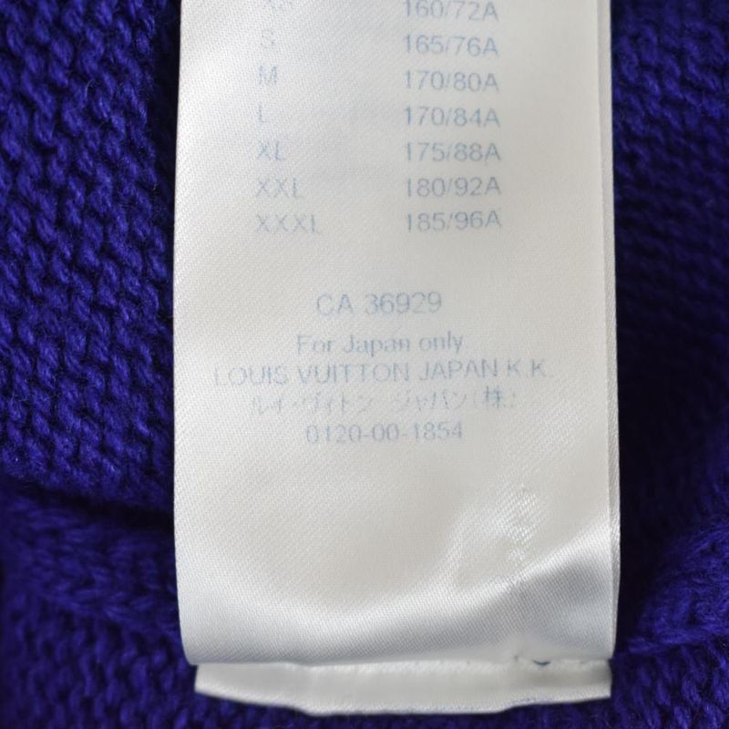 Louis Vuitton Damier V-neck Knit Sweater Cashmere Blend L Blue