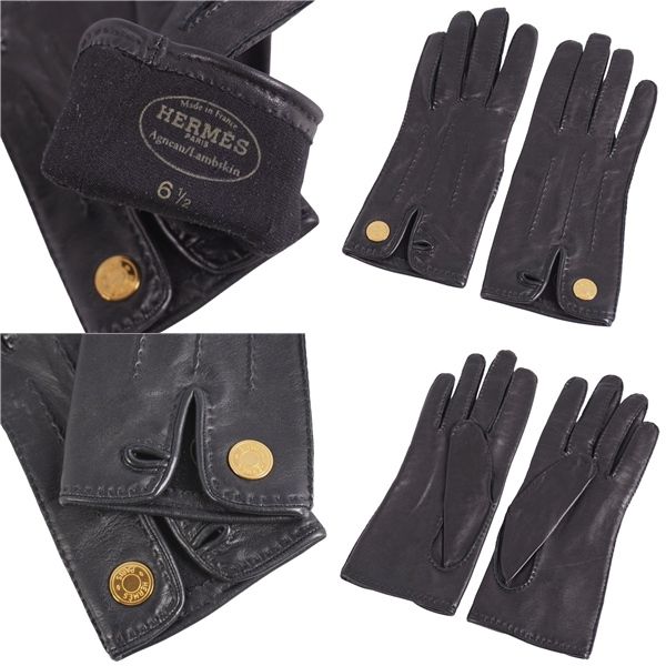 Hermes Gloves Serie Button Lamb Leather Fran