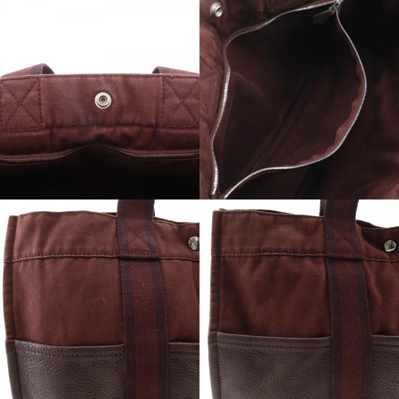 Hermes Sac Fourre Tout MM Half Leather Cotton Brown