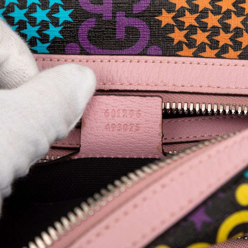 Gucci GG Psychedelic Backpack Pink Black Multicolor Leather