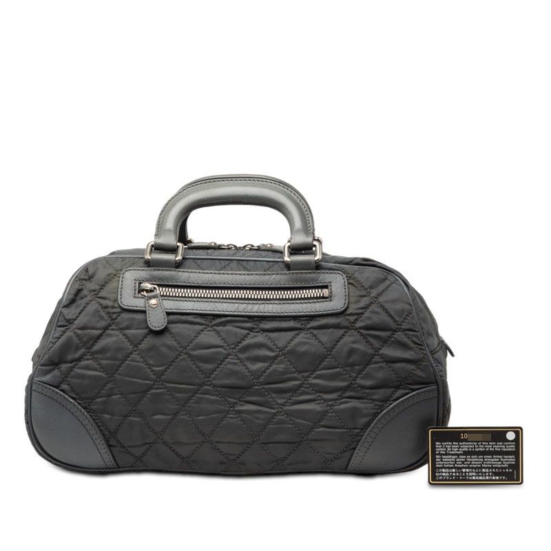 Chanel Paris New York Klein Coco Mark Boston Bag Gray Nylon Leather