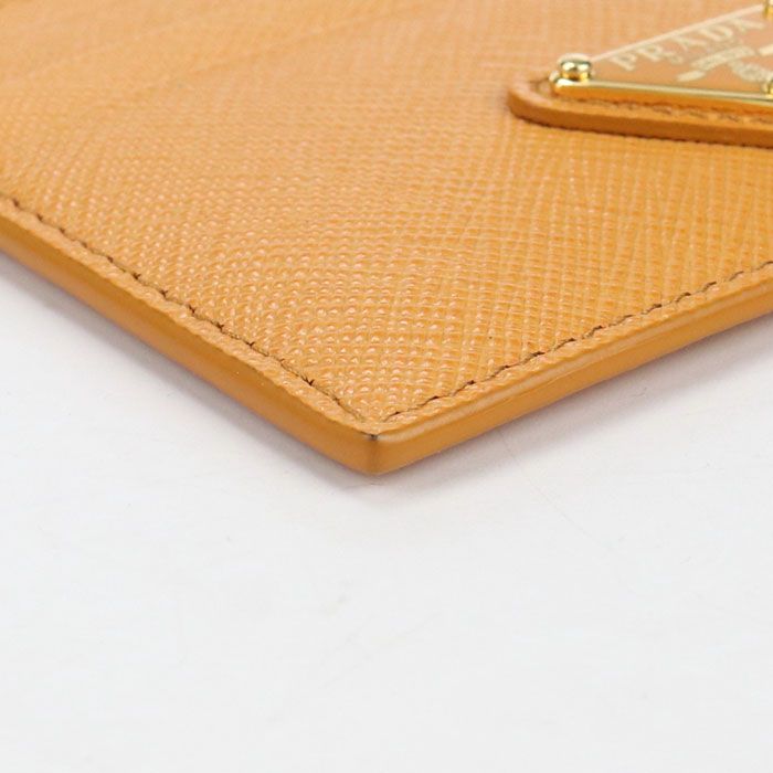Prada Sapphire Triangle Card Case Calf Leather