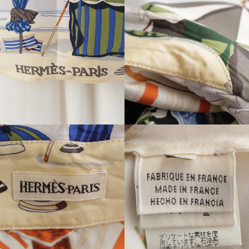 Hermes Margiela Period Normandy Coastal Charm Silk Short Sleeve Blouse Shirt