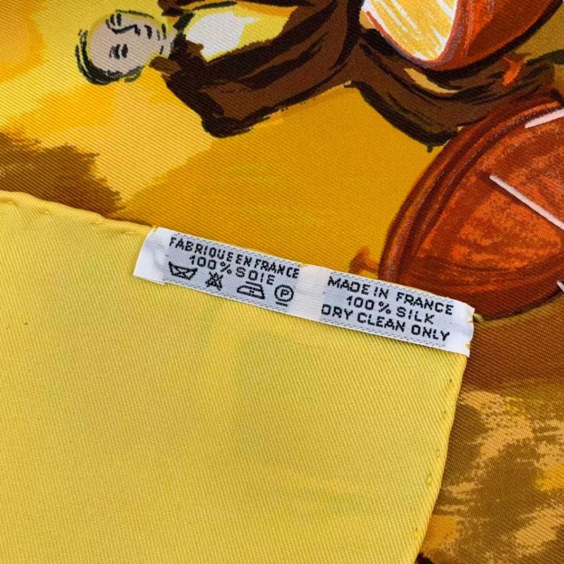 Hermes Carre 90 Concerto Yellow 100% Silk Scarf