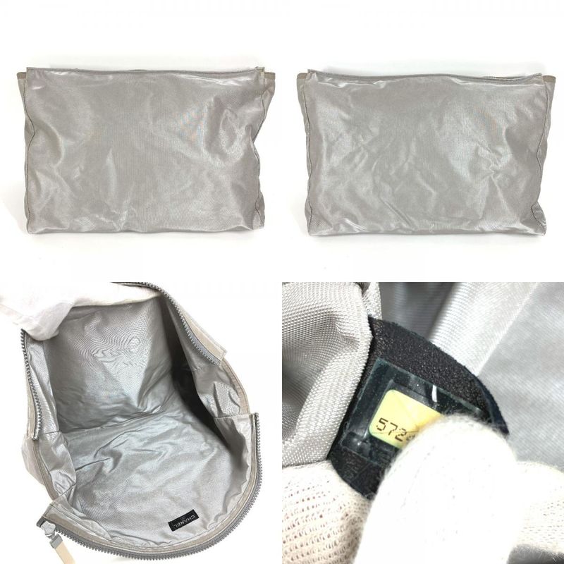 Chanel Shoulder Bag with Logo Pouch Rubber Gray