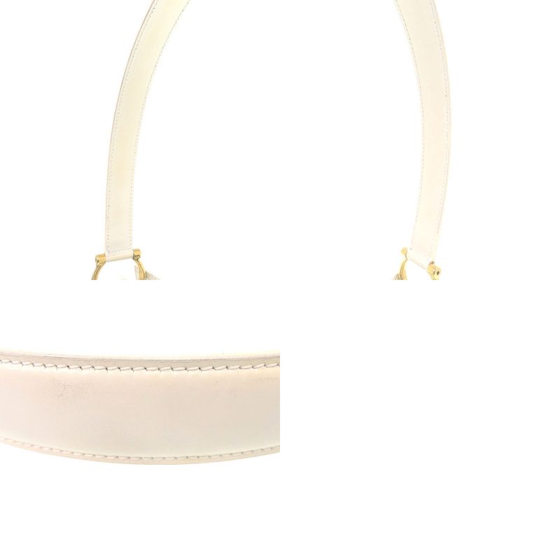 Celine 1 Vintage Gold Leather White One Shoulder Bag