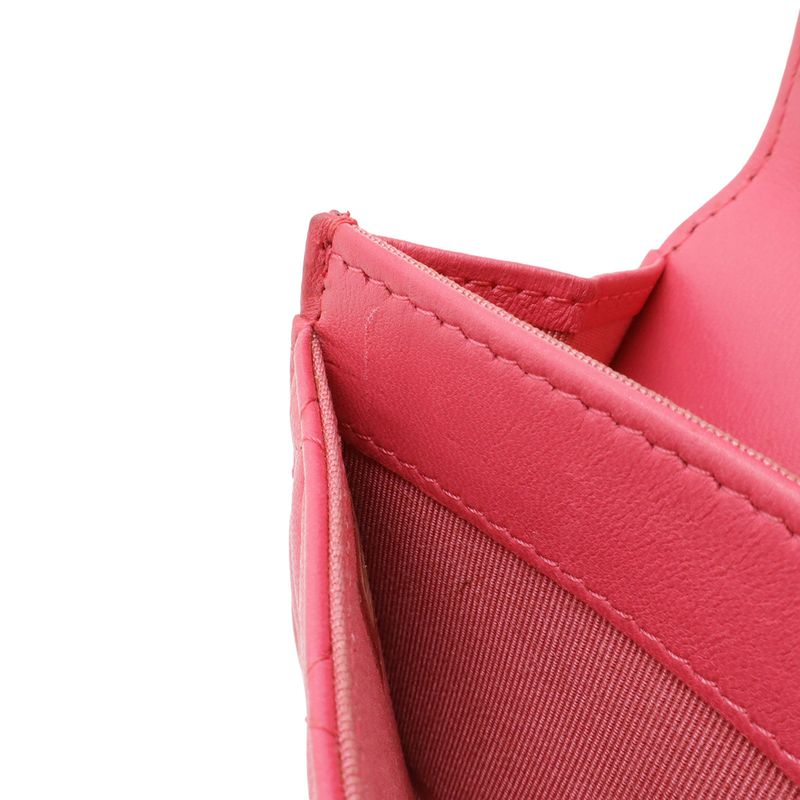 Chanel Quilted CC Logo Business Card Holder Card Case Lambskin Leather Pink