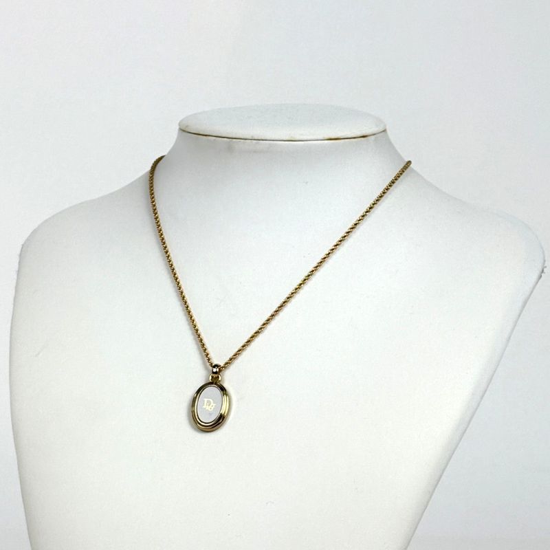 Dior Christian Logo Necklace Gold Plated