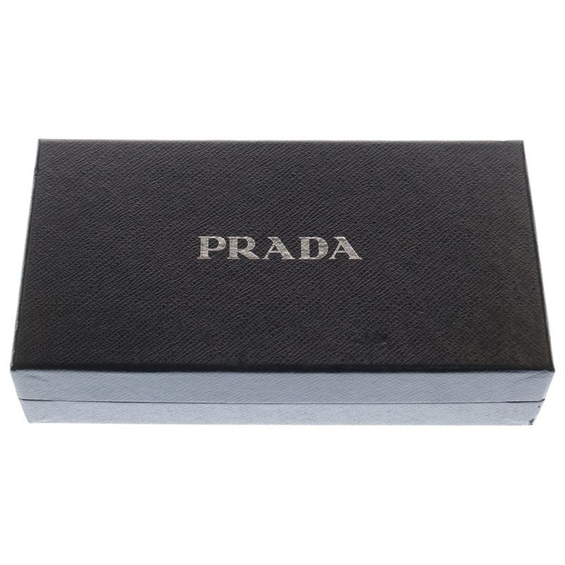 Prada Saffiano Zip Around Leather Long Wallet Black
