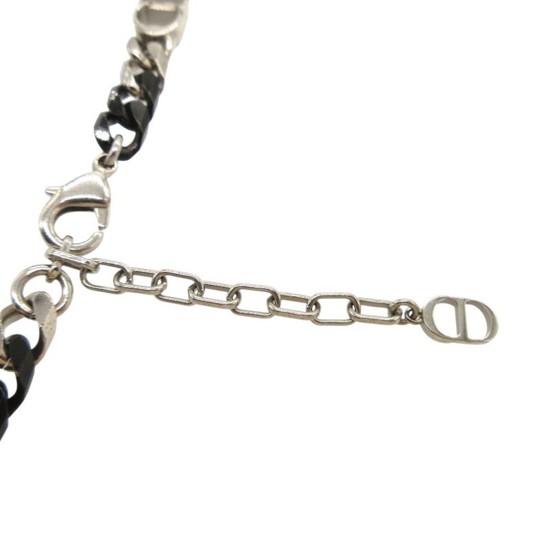 Dior CD Icon Chain Link Bicolor Necklace Brass Black Silver