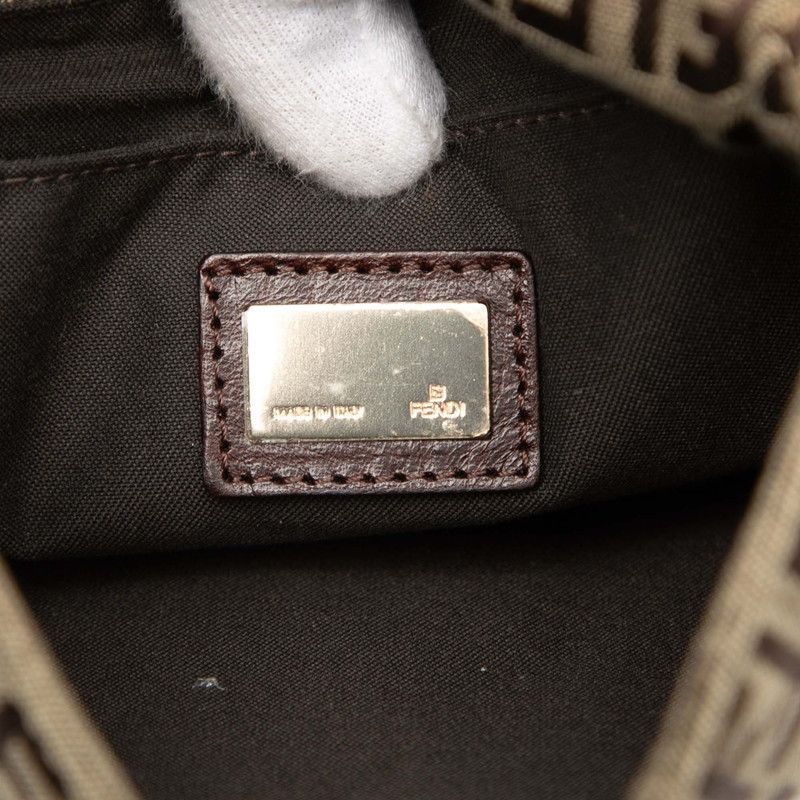 Fendi Zucchino Crossbody Shoulder Bag Brown Canvas Leather