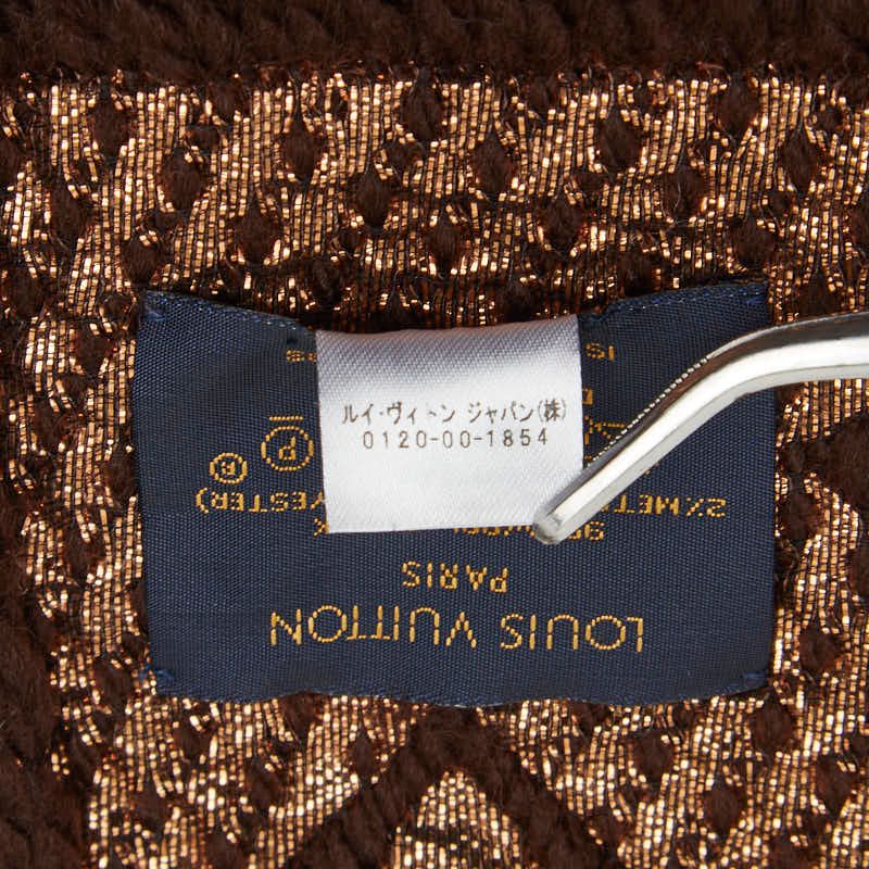 Louis Vuitton Logomania Scarf Shine Brown Wool Silk