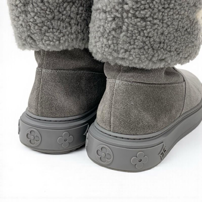 Louis Vuitton Snow Drop Line Monogram Boots Shorts Shoes Suede Mouton Gray Boa