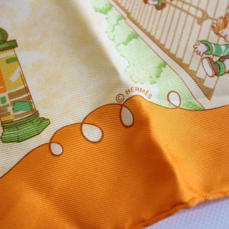 Hermes Carre 45 Gavroche Scarf les Triples Mischievous Triplets Silk