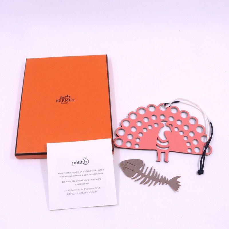 Hermes Petit Ash Peacock Fishbone Pink Green Pendant
