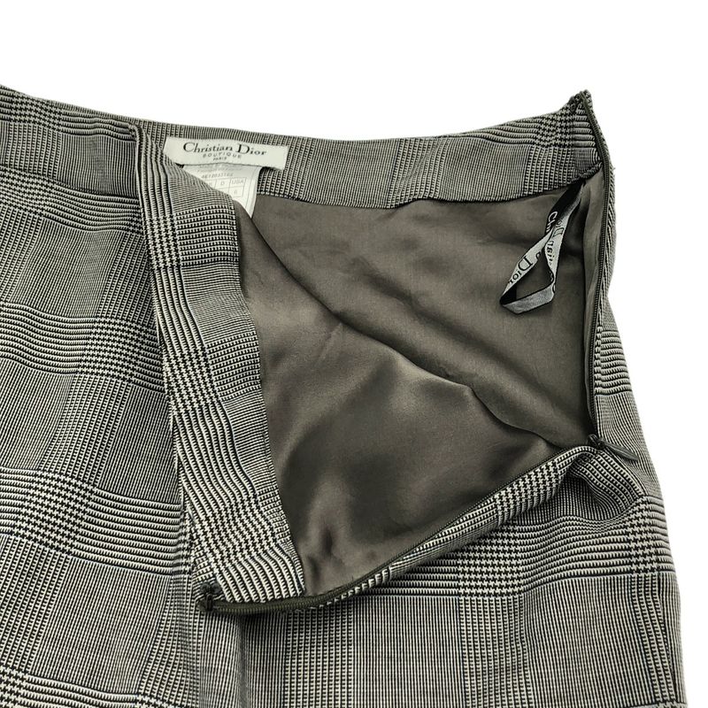 Dior Christian Glen Check Tight Skirt Gray