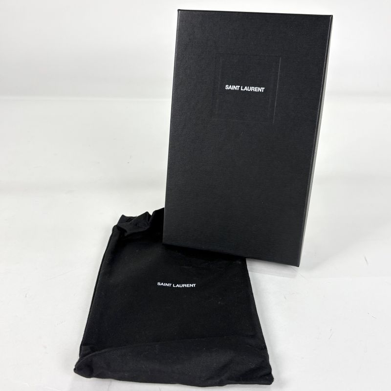 Saint Laurent Logo Bifold Long Wallet Billfold Coin Purse Leather