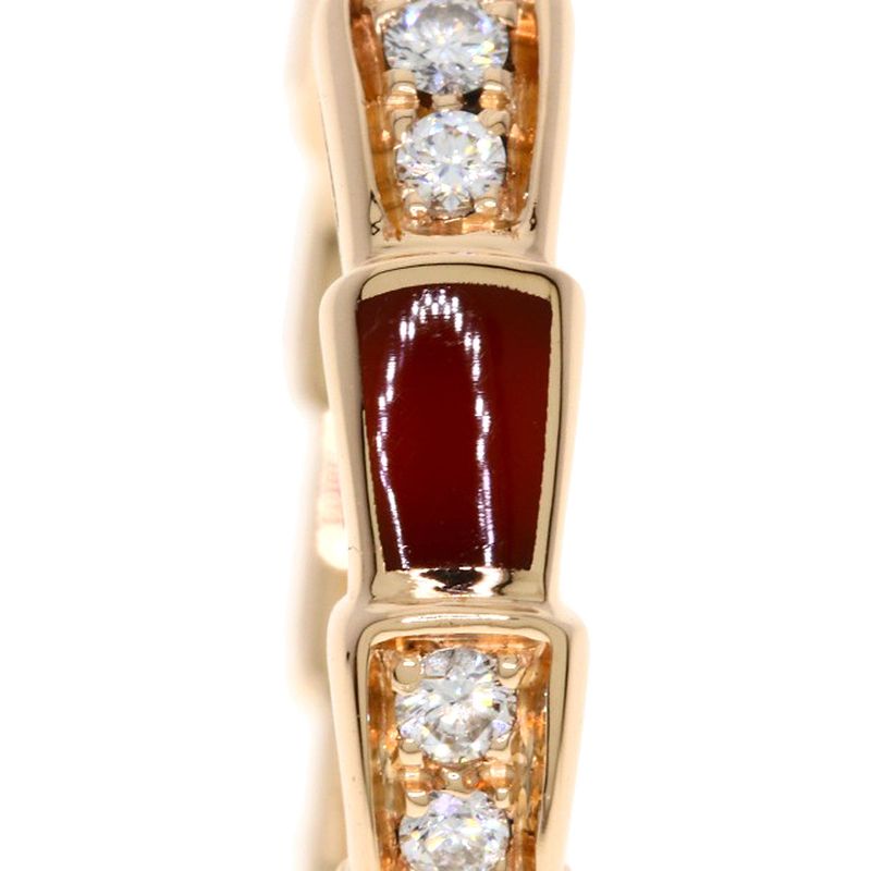 Bvlgari Serpenti Viper Carnelian Diamond 55 Ring 18K Pink Gold