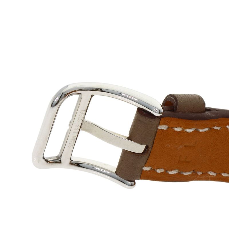 Hermes Capecod PM Double Tour Etoupe Watch SS Leather