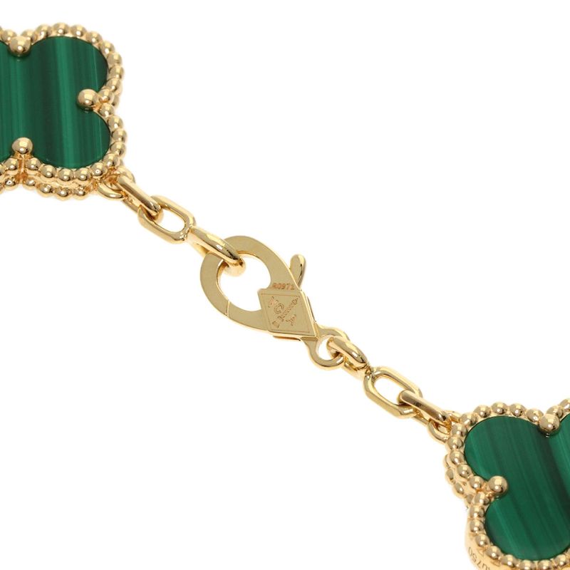 Van Cleef & Arpels Vintage Alhambra Malachite Diamond Bracelet 18K Yellow Gold