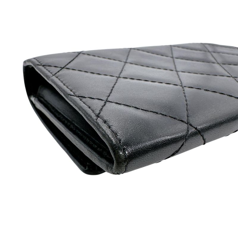 Chanel Cambon Line Wallet Quilted Bifold Black