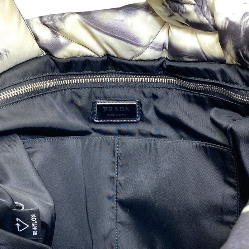 Prada Tote Re-Nylon Padded Print Triangle Logo Nylon Gray