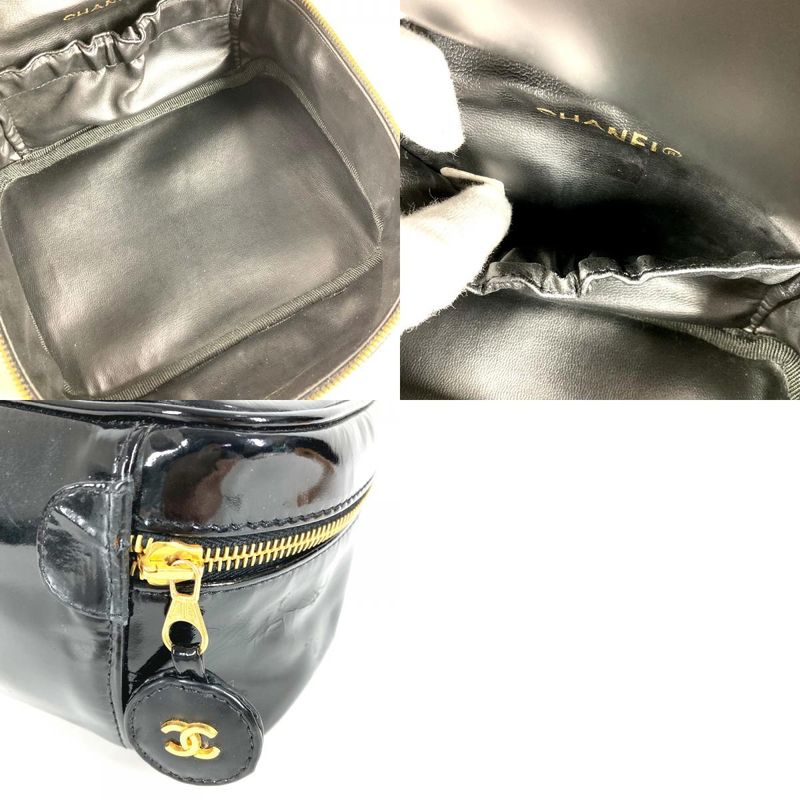 Chanel Handbag Vanity Bag CC Logo Enamel Black