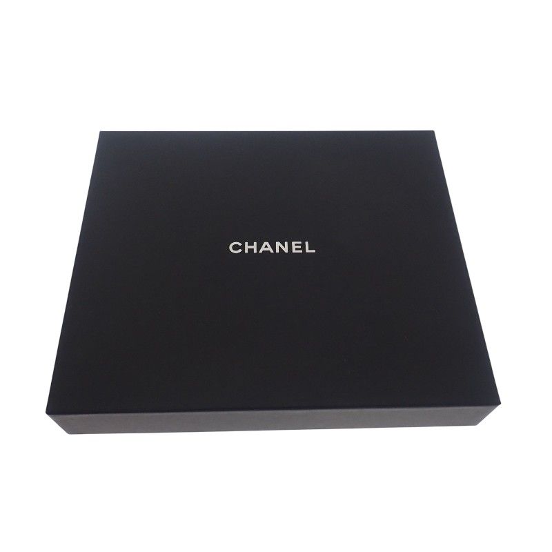 Chanel Logo Muffler CC Wool Silk Black Scarf