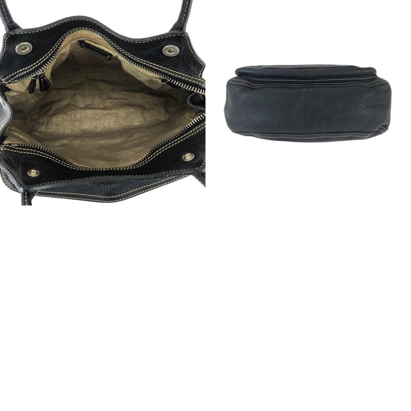 Prada Logo Black Silver Calf Shoulder Bag Tote