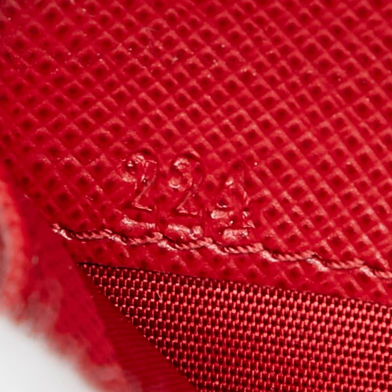 Prada Zip Around Wallet Red Saffiano Leather