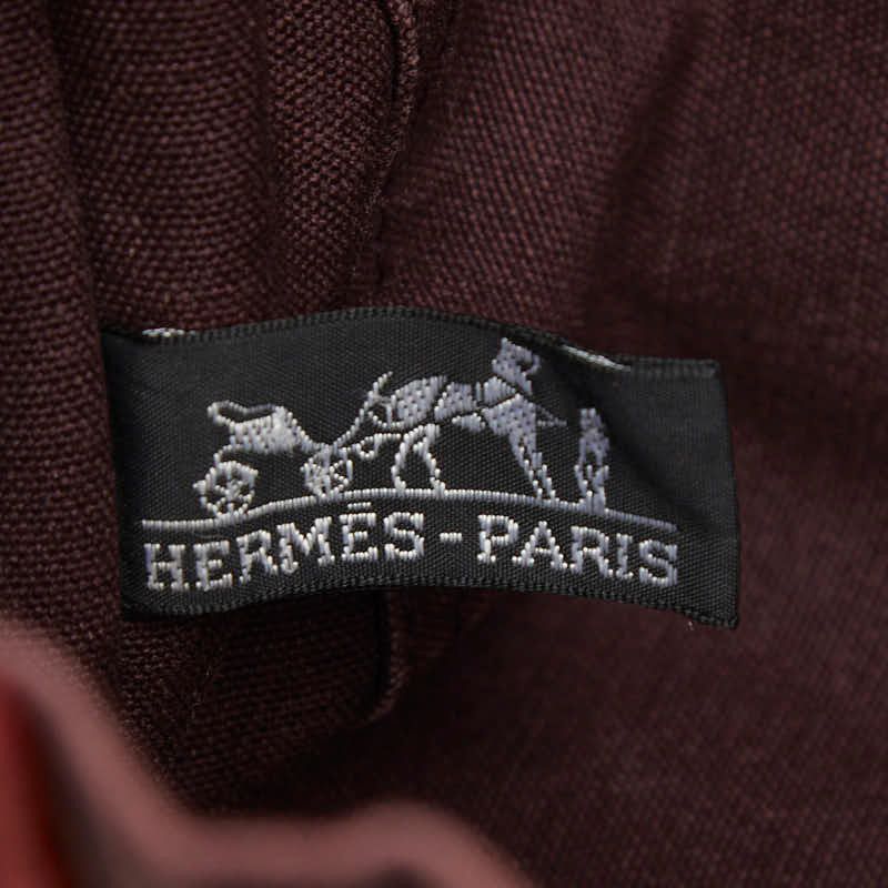 Hermes Fourre Tout PM Tote Bold Brown Red Canvas
