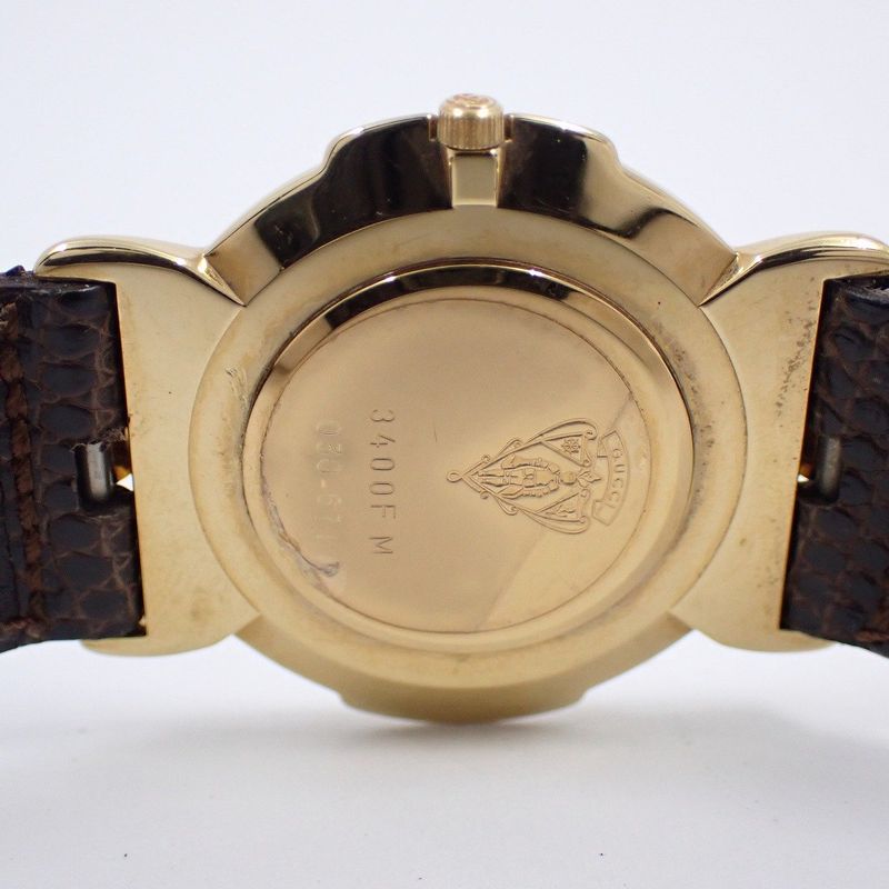 Gucci Quartz Watch Gold Leather