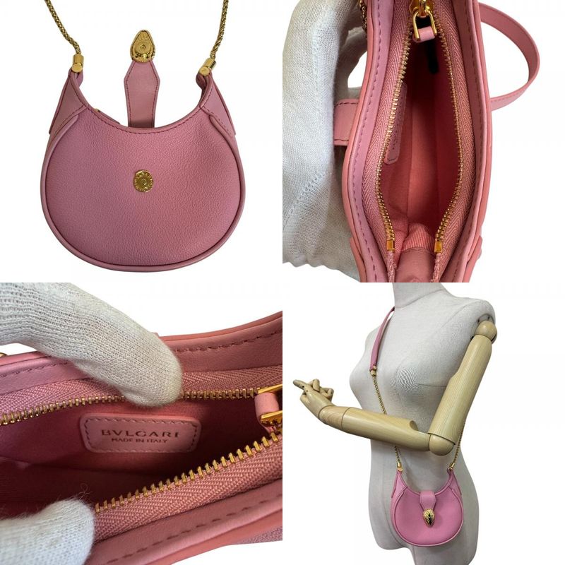Bvlgari Micro Chain Shoulder Bag Snake Ellipse Pink